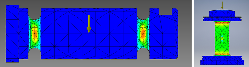 Loadpin examples of Full finite element analysis FEA CAD design